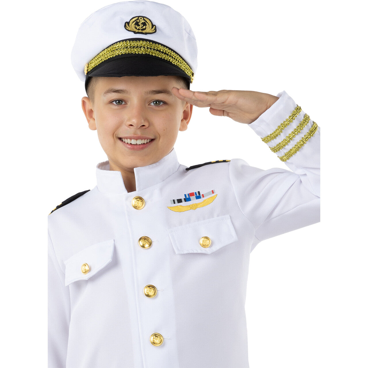Op deze afbeelding zie je een Kostuums, van het merk Funidelia. Navy Captain Jongen Kostuum