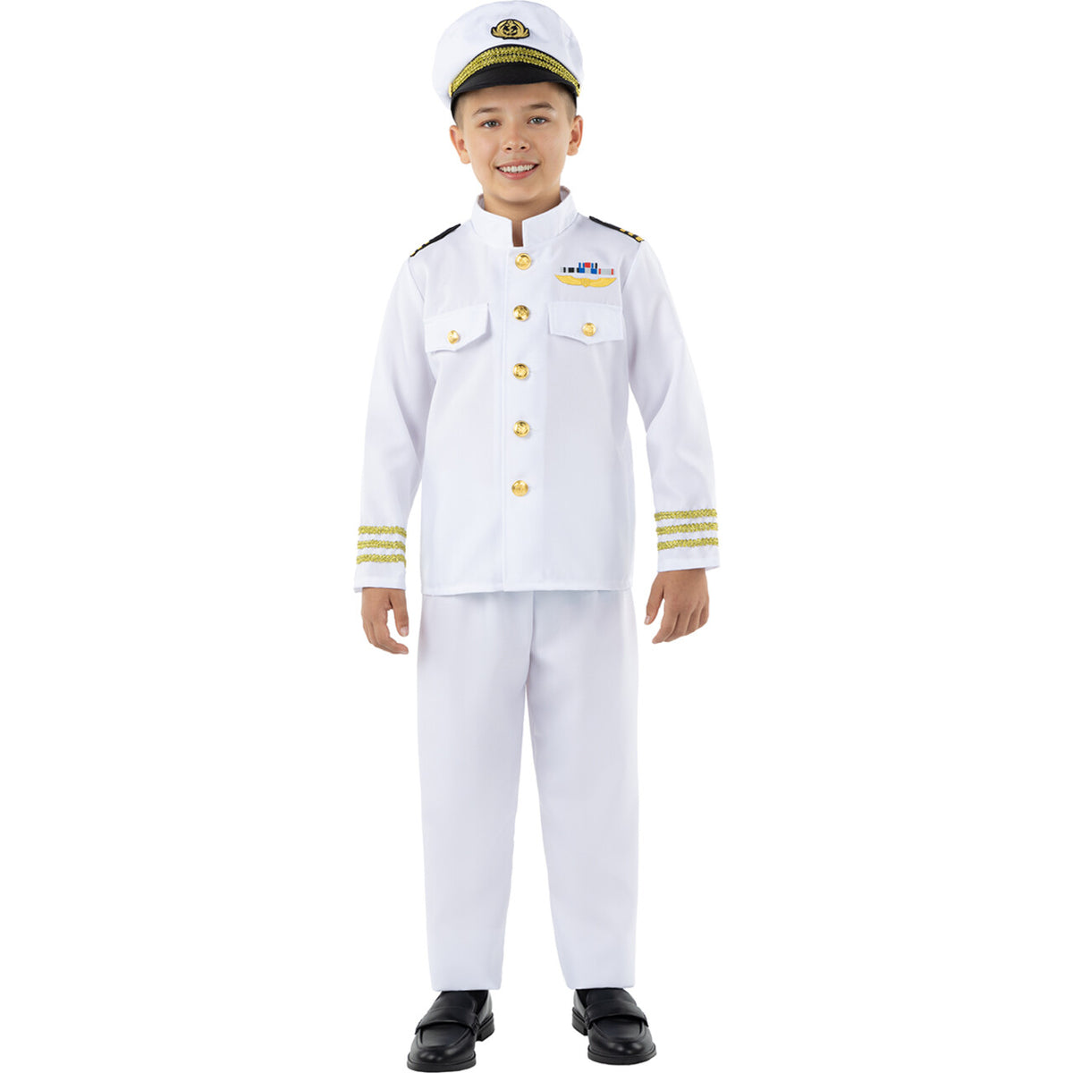 Op deze afbeelding zie je een Kostuums, van het merk Funidelia. Navy Captain Jongen Kostuum