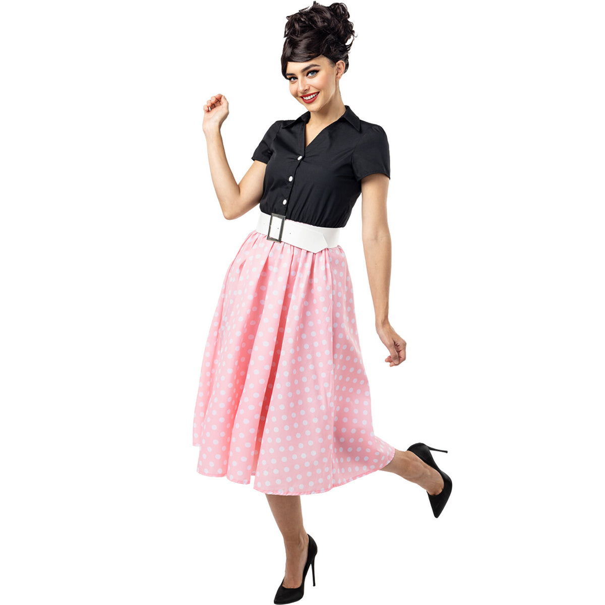 Op deze afbeelding zie je een Kostuums, van het merk Funidelia. Pretty In The 50S Jurk Vrouw