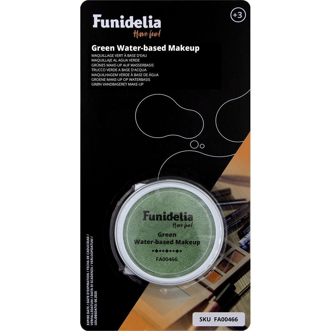 Op deze afbeelding zie je een Accessoires, van het merk Funidelia. Schmink Make Up Donkergroen Waterbasis 96 Gram