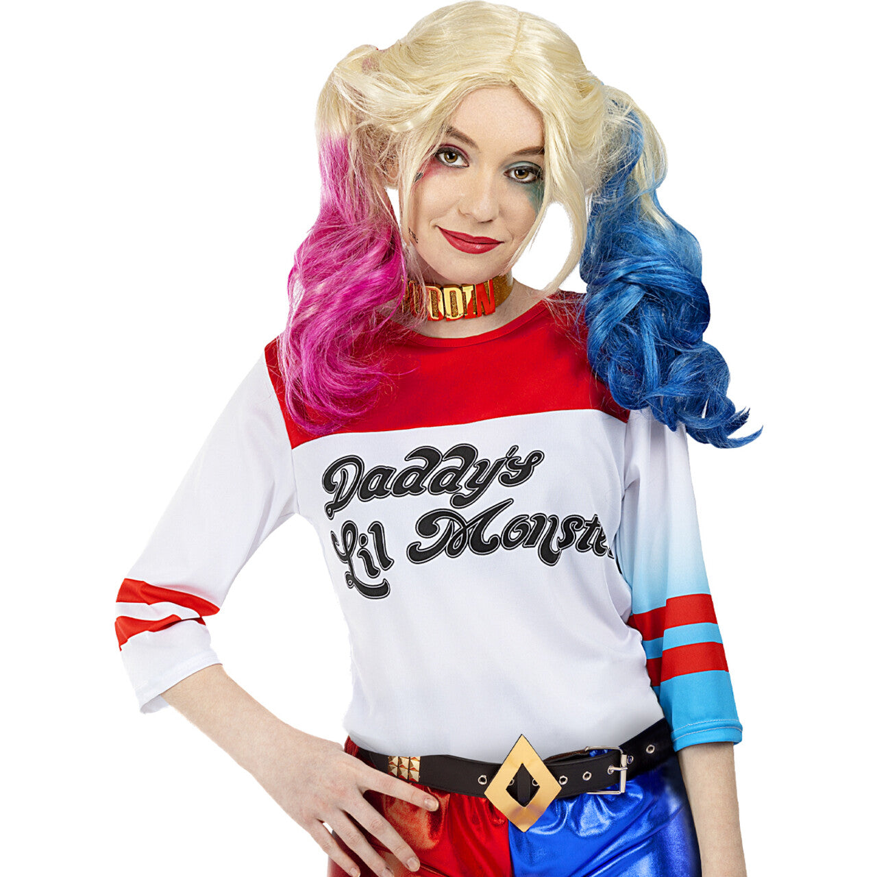 Op deze afbeelding zie je een Kostuums, van het merk Funidelia. Daddy Lil Monster Harley Quinn Vrouw Kostuum