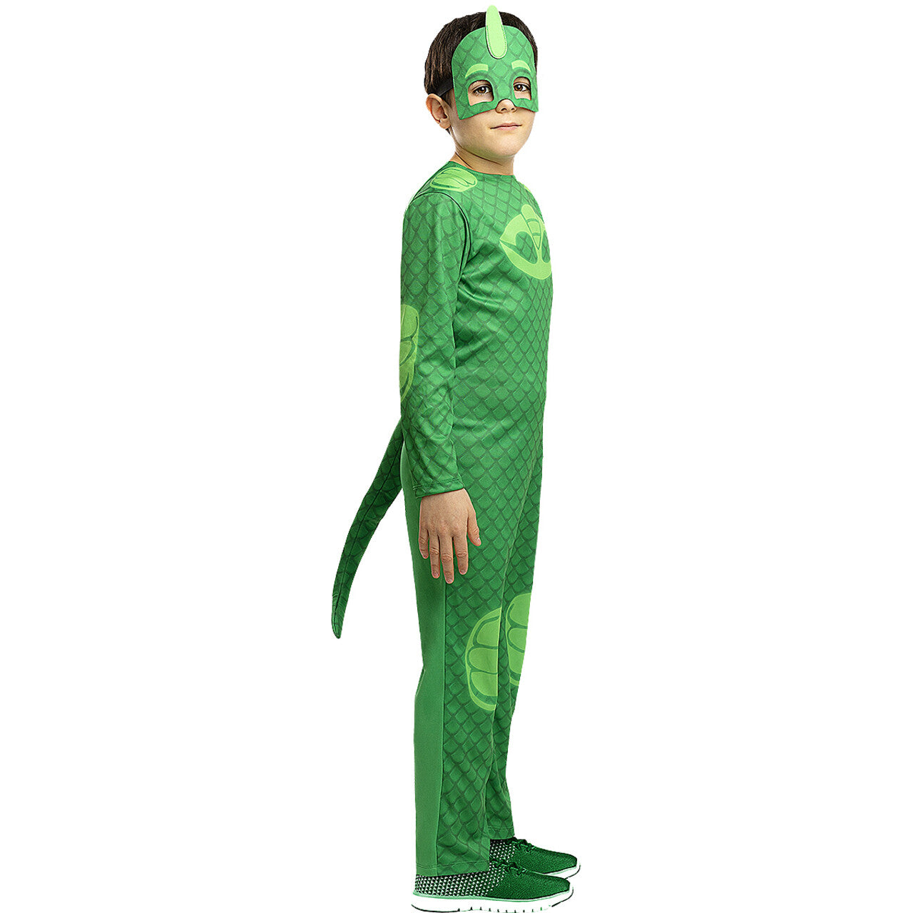 Op deze afbeelding zie je een Kostuums, van het merk Funidelia. Pj Masks Groene Gekko Kind Kostuum