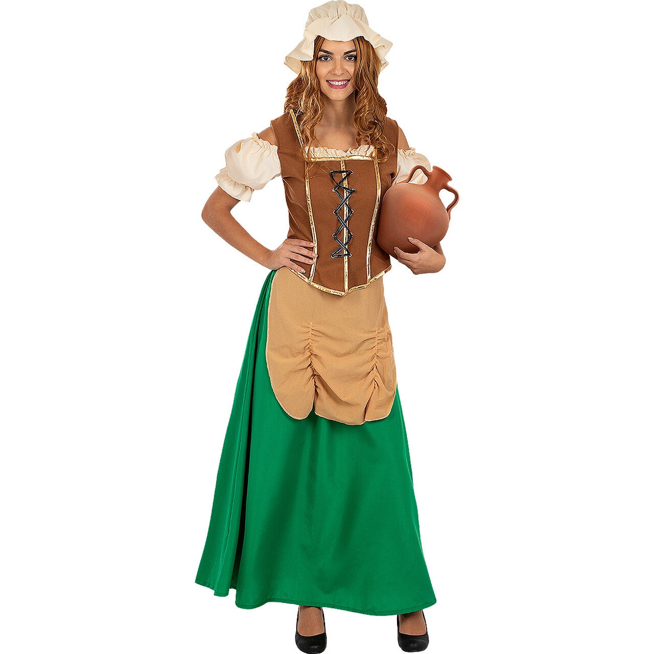 Op deze afbeelding zie je een Kostuums, van het merk Funidelia. Charmante Herbergierster Van De Eerste Groene Landen Vrouw Kostuum