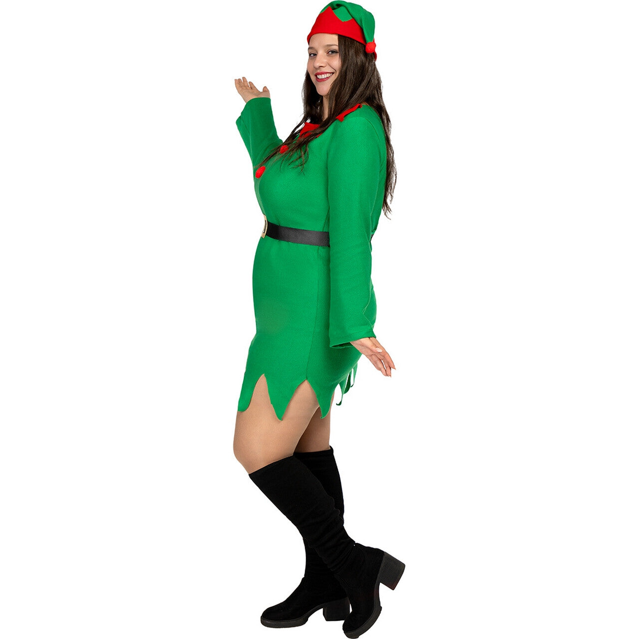Op deze afbeelding zie je een Kostuums, van het merk Funidelia. Vrolijke Kerstelf Evi Vrouw Kostuum