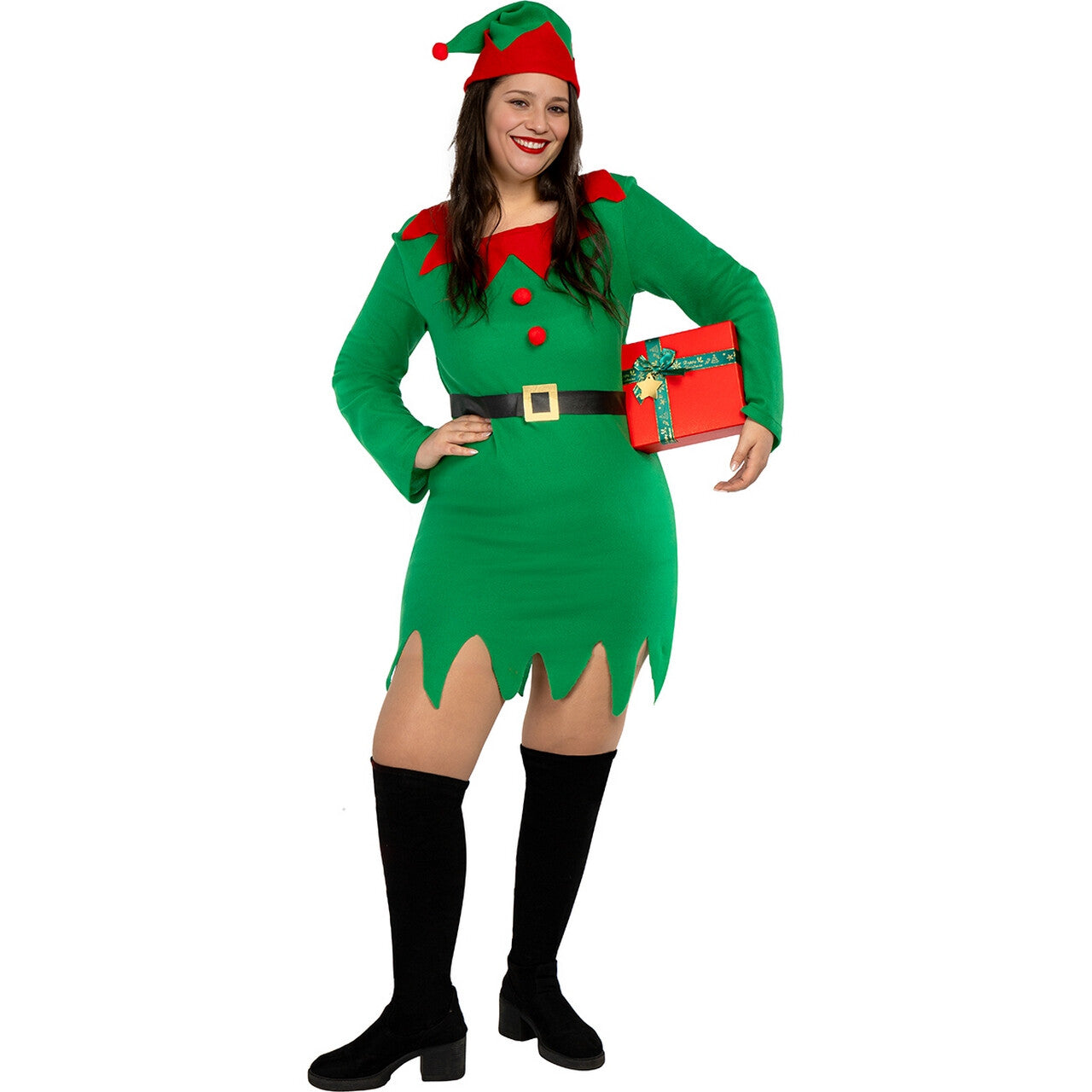 Op deze afbeelding zie je een Kostuums, van het merk Funidelia. Vrolijke Kerstelf Evi Vrouw Kostuum