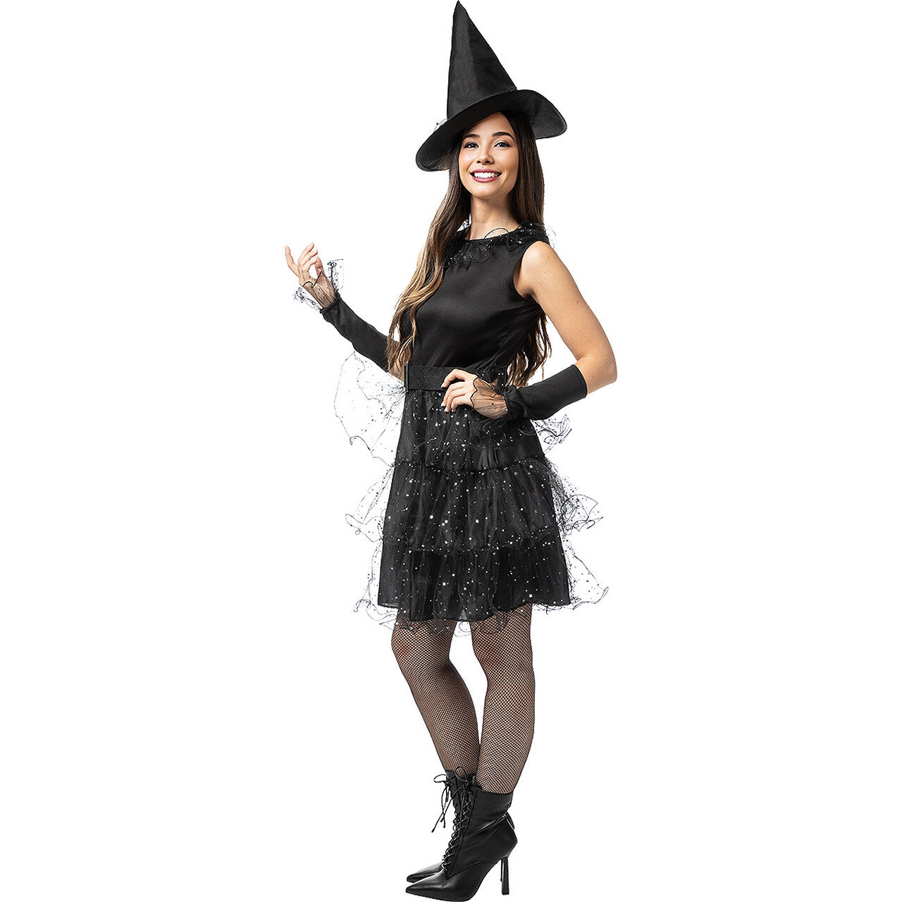 Op deze afbeelding zie je een Kostuums, van het merk Funidelia. Zwarte Heks Stella Style Vrouw Kostuum