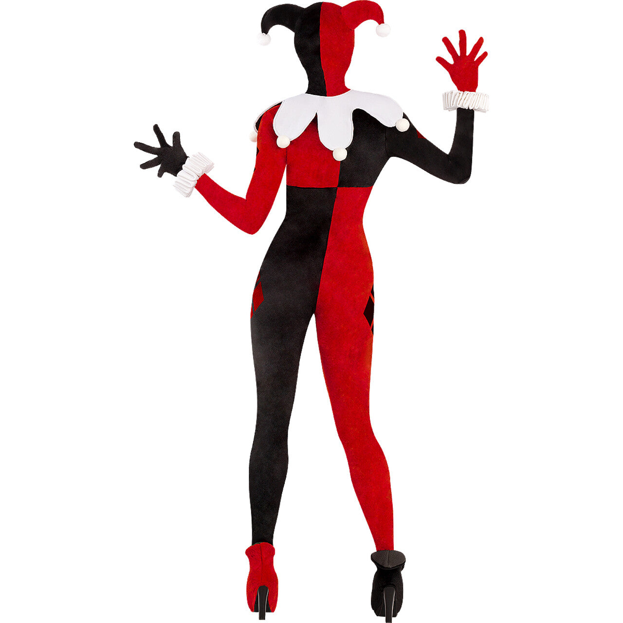 Op deze afbeelding zie je een Kostuums, van het merk Funidelia. Zwart Rode Harley Quinn Dc Comics Vrouw Kostuum