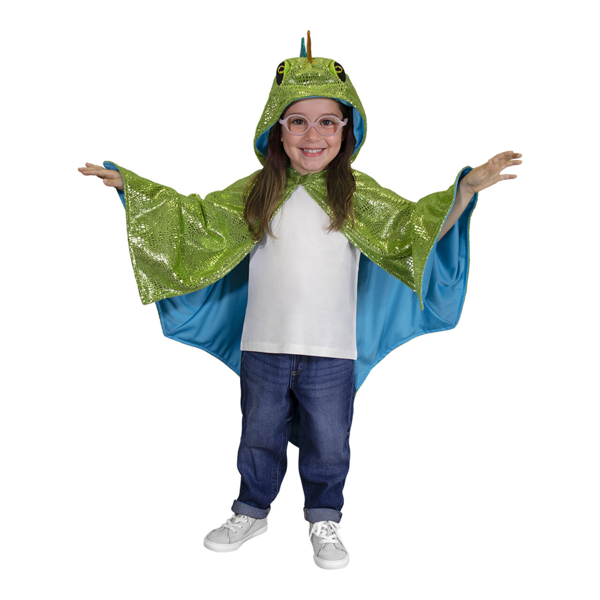Op deze afbeelding zie je een Kostuums, van het merk Funidelia. Dinosaurus Power Cape Kind Kostuum
