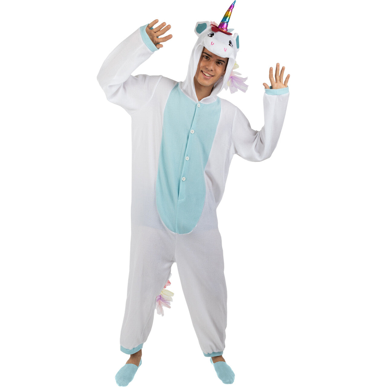 Op deze afbeelding zie je een Kostuums, van het merk Funidelia. Blauwe Magische Eenhoorn Onesie Kostuum