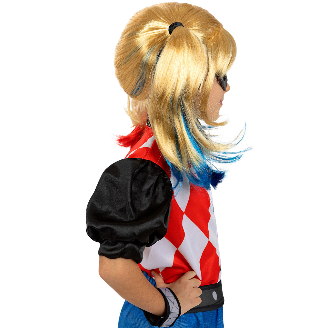 Op deze afbeelding zie je een Accessoires, van het merk Funidelia. Harley Quinn Pruik Met Staartjes Kind