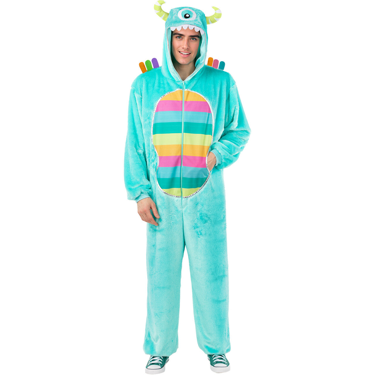 Op deze afbeelding zie je een Kostuums, van het merk Funidelia. Kleurrijk Groot Monster Unisex Kostuum
