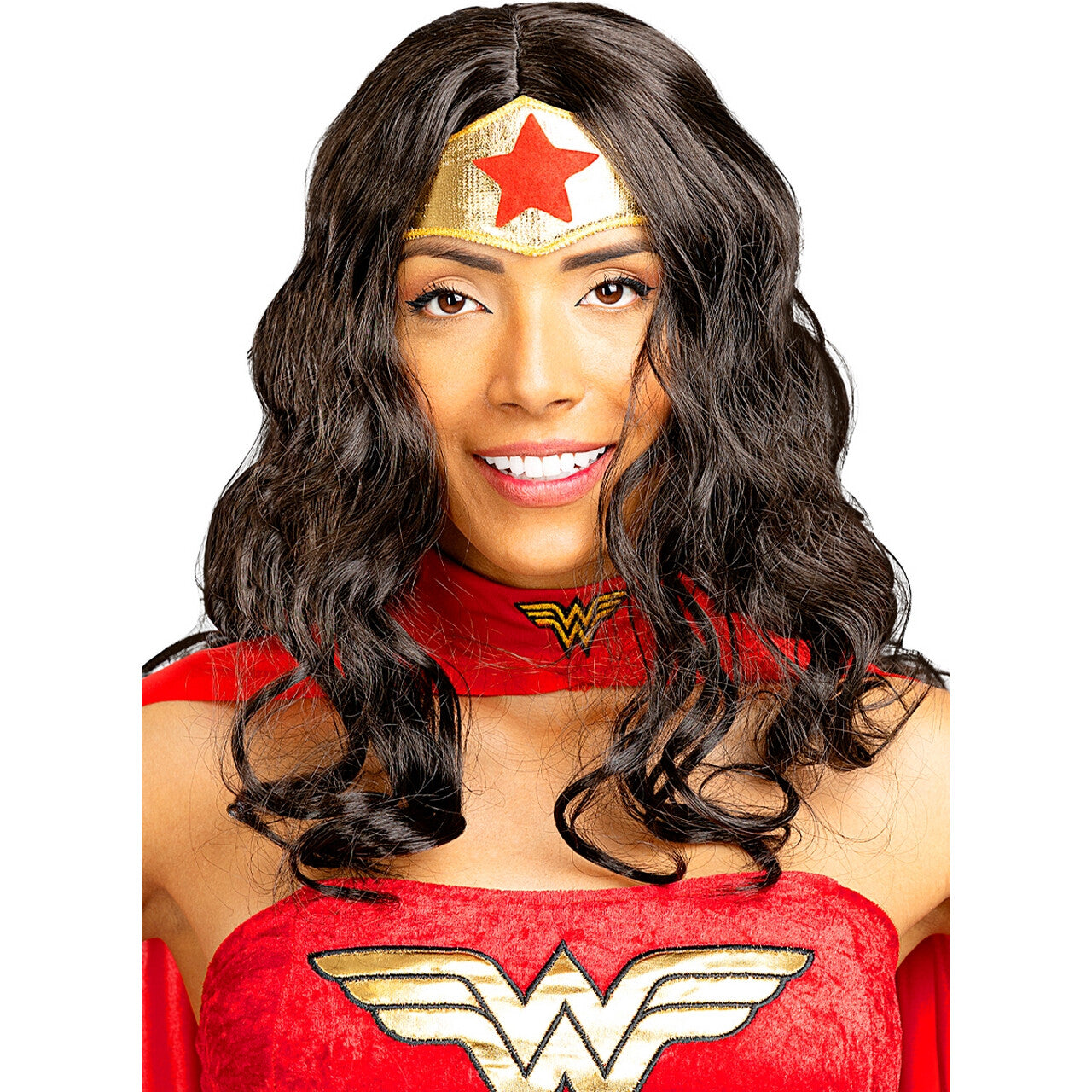 Op deze afbeelding zie je een Accessoires, van het merk Funidelia. Wonder Woman Pruik Zwart Golvend