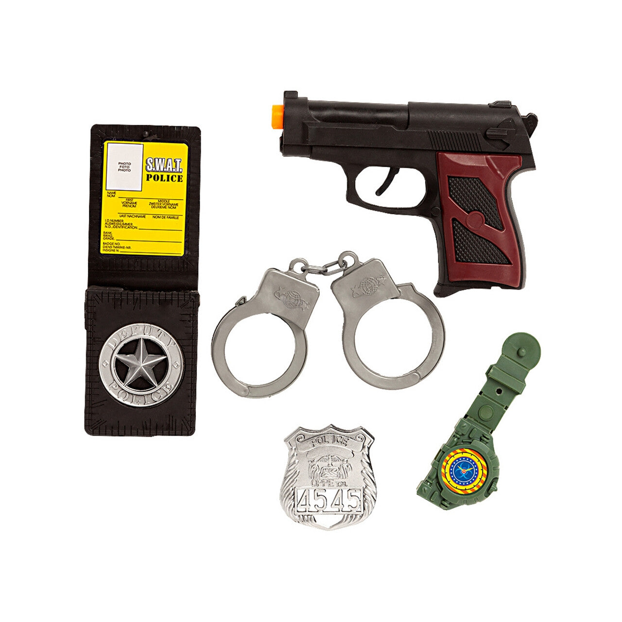 Op deze afbeelding zie je een Accessoires, van het merk Funidelia. Swat Politie Set 5delig