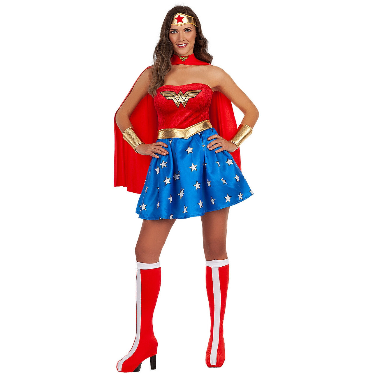 Op deze afbeelding zie je een Kostuums, van het merk Funidelia. Wonderschone Wonderwoman Vrouw Kostuum