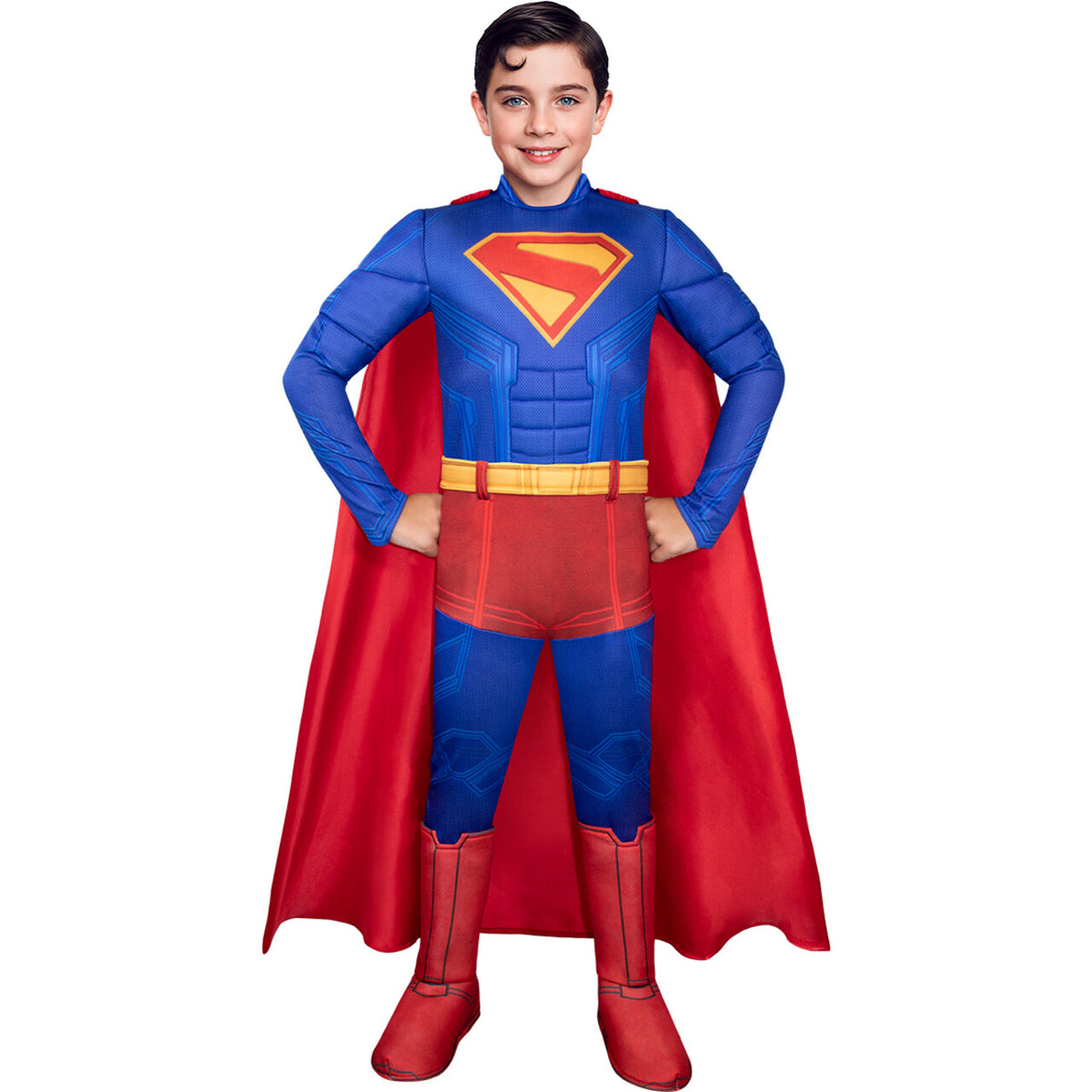 Op deze afbeelding zie je een Kostuums, van het merk Funidelia. Gespierde Superman Legacy Kind Kostuum