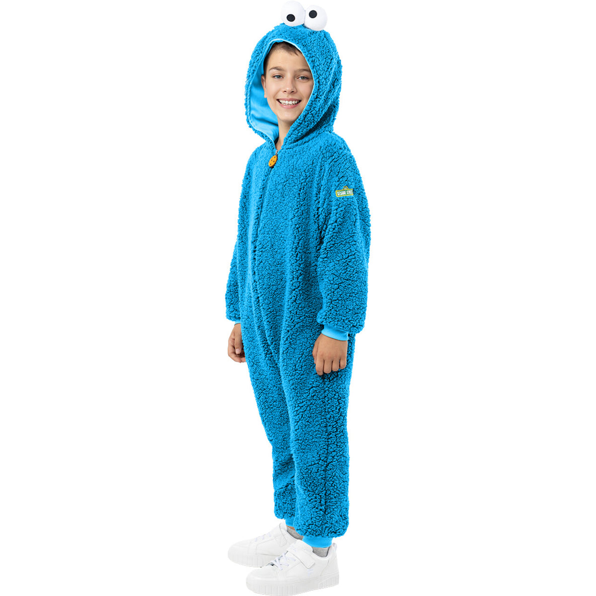 Op deze afbeelding zie je een Kostuums, van het merk Funidelia. Blauw Cookie Monster Sesamstraat Kind Kostuum