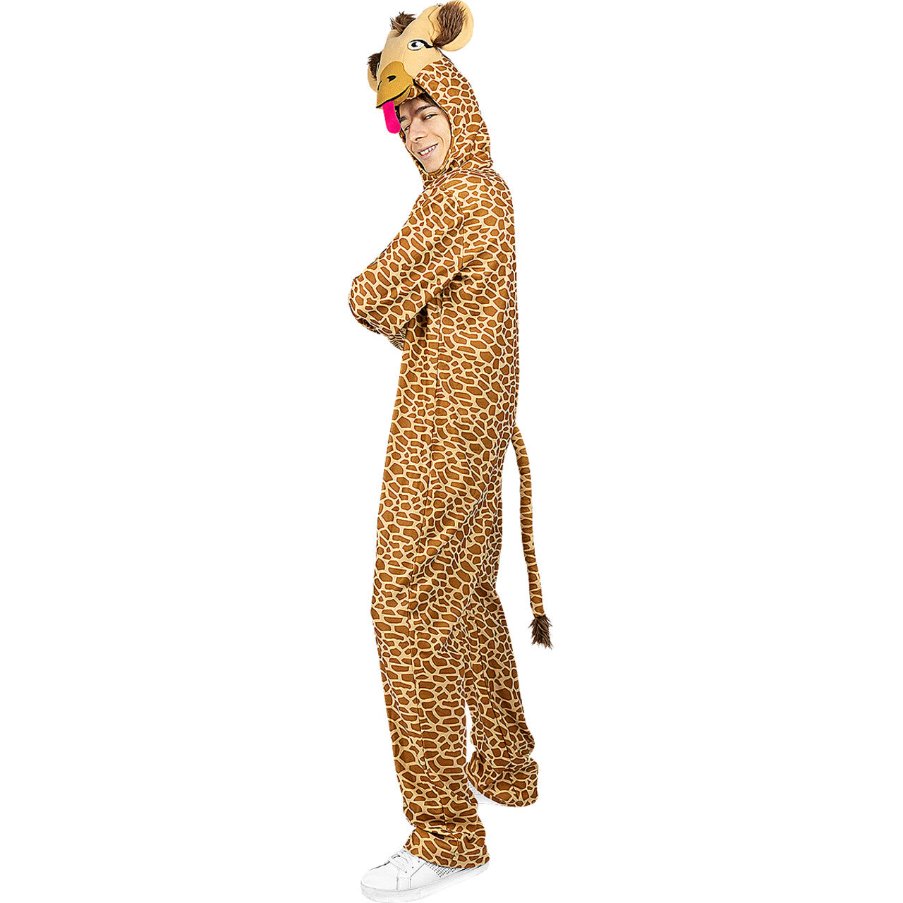 Op deze afbeelding zie je een Kostuums, van het merk Funidelia. Mega Relaxte Giraffe Onesie Kostuum