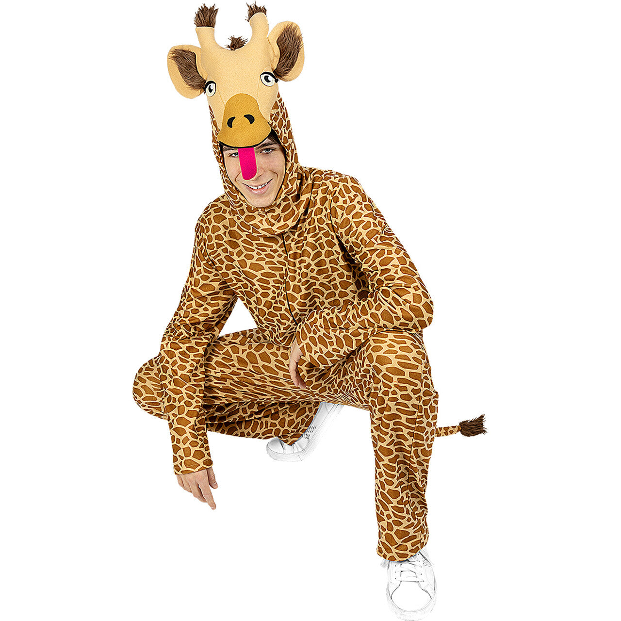 Op deze afbeelding zie je een Kostuums, van het merk Funidelia. Mega Relaxte Giraffe Onesie Kostuum