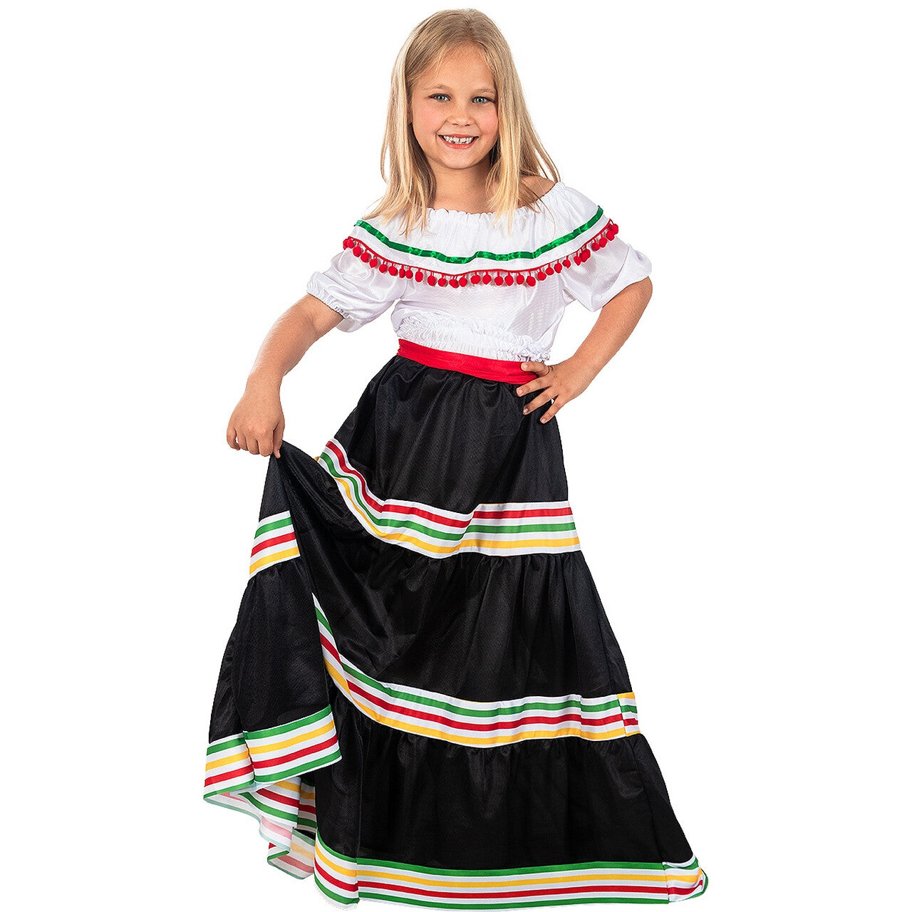 Op deze afbeelding zie je een Kostuums, van het merk Funidelia. Passievolle Bailarina De Mexico Meisje Kostuum