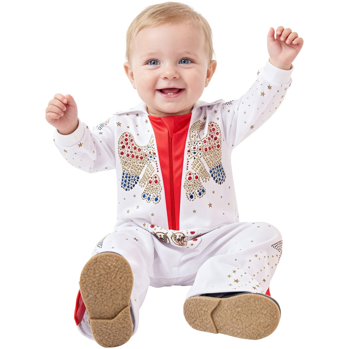 Op deze afbeelding zie je een Kostuums, van het merk Funidelia. Baby Elvis Kind Kostuum