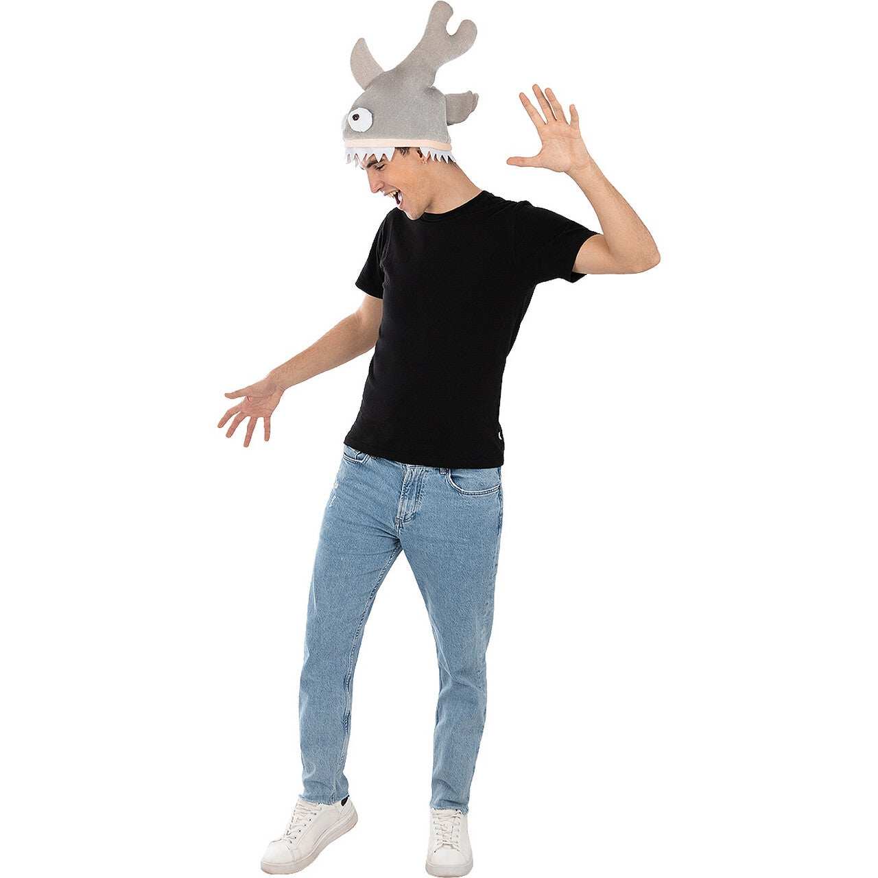 Op deze afbeelding zie je een Accessoires, van het merk Funidelia. Shark On My Head Attack Muts