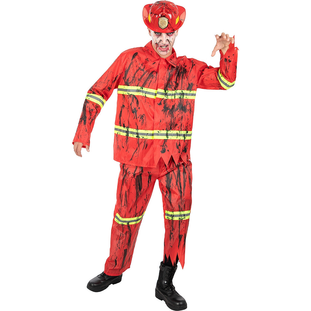 Op deze afbeelding zie je een Kostuums, van het merk Funidelia. Zombie Brandweerman Bloedbad Kostuum