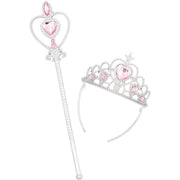 Op deze afbeelding zie je een Accessoires, van het merk Funidelia. Zilver Roze Prinses Set Kroon En Staf