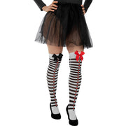 Op deze afbeelding zie je een Accessoires, van het merk Funidelia. Harlequin Kniekousen Met Rode En Zwarte Strik