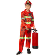 Op deze afbeelding zie je een Kostuums, van het merk Funidelia. Bloedblusser Brandweer Zombie Kind Kostuum