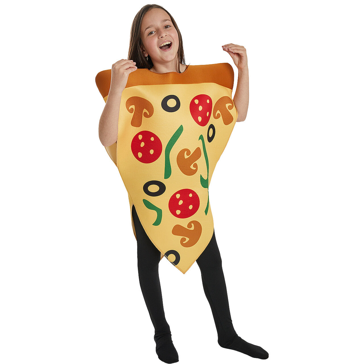 Op deze afbeelding zie je een Kostuums, van het merk Funidelia. Vier Seizoenen Pizza Slice Kind Kostuum