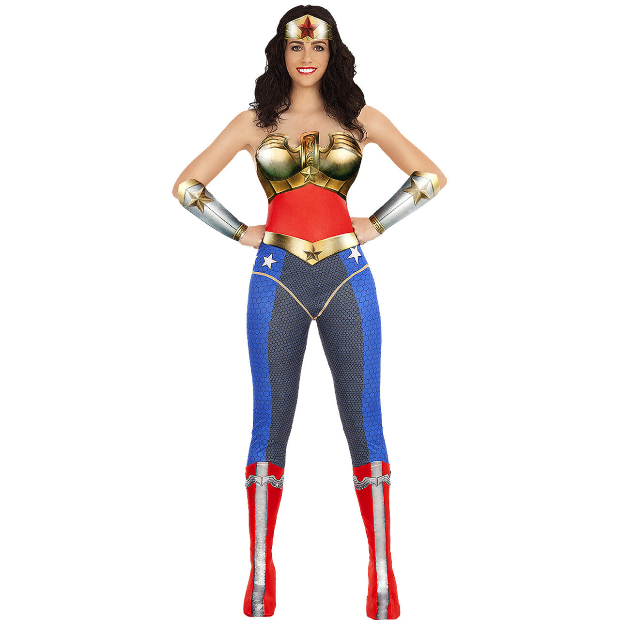 Op deze afbeelding zie je een Kostuums, van het merk Funidelia. Woeste Wonder Woman Vrouw Kostuum