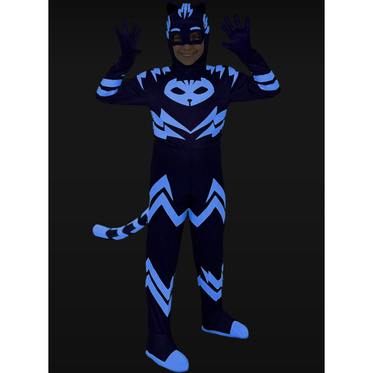 Op deze afbeelding zie je een Kostuums, van het merk Funidelia. Deluxe Catboy Pj Masks™ Blauw Kind Kind Kostuum