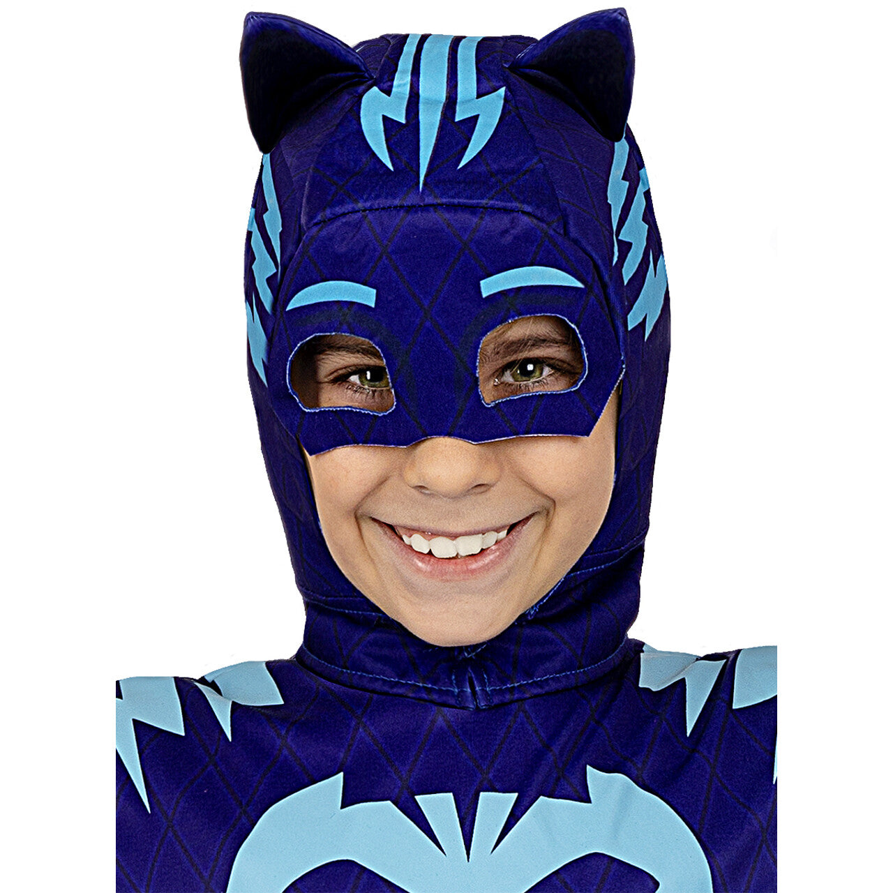 Op deze afbeelding zie je een Kostuums, van het merk Funidelia. Deluxe Catboy Pj Masks™ Blauw Kind Kind Kostuum