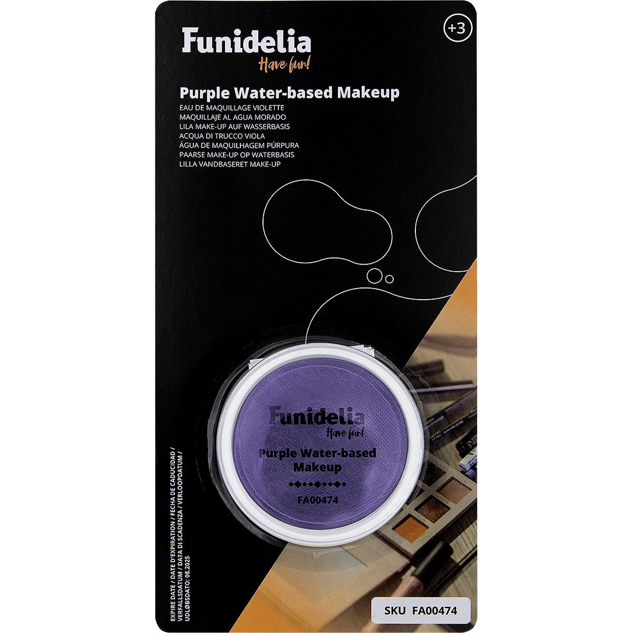 Op deze afbeelding zie je een Accessoires, van het merk Funidelia. Schmink Make Up Paars Waterbasis 96 Gram