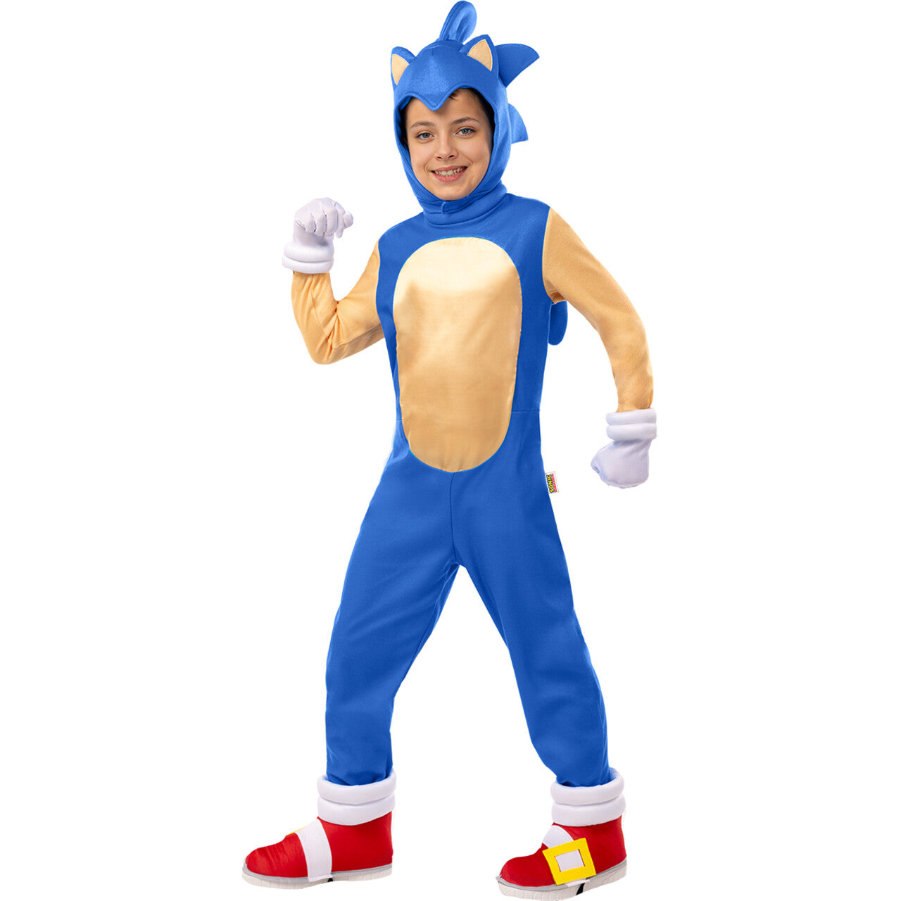 Op deze afbeelding zie je een Kostuums, van het merk Funidelia. Deluxe Razendsnelle Sonic™ Kind Kostuum