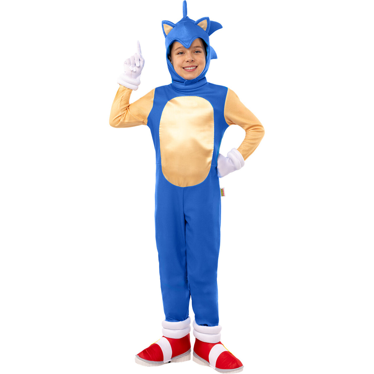 Op deze afbeelding zie je een Kostuums, van het merk Funidelia. Deluxe Razendsnelle Sonic™ Kind Kostuum