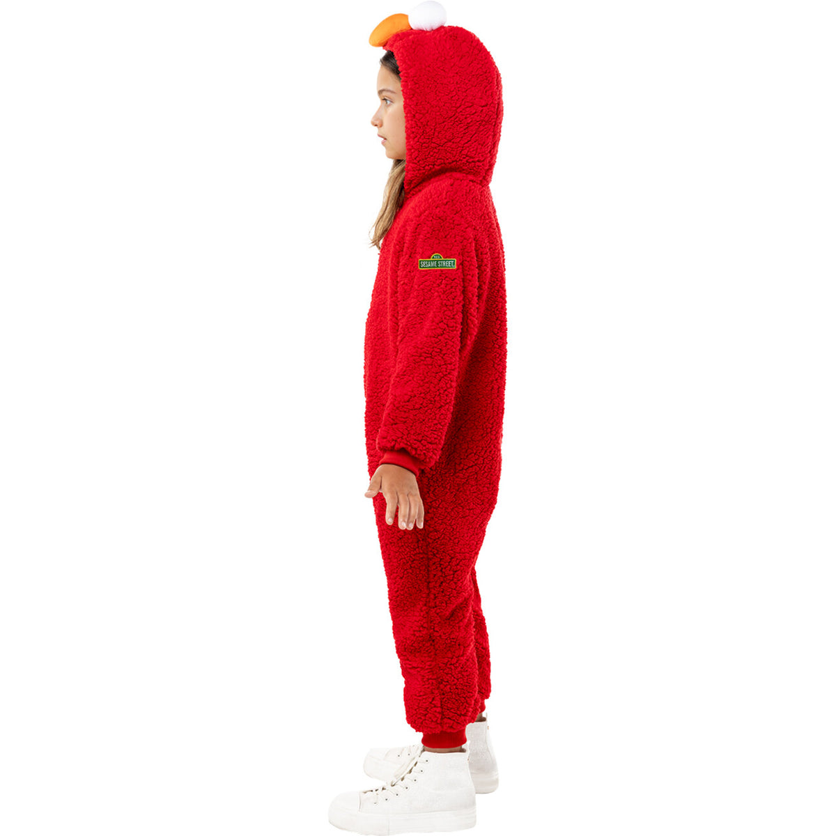 Op deze afbeelding zie je een Kostuums, van het merk Funidelia. Mega Comfy Elmo Sesamstreet Onesie Kind Kostuum