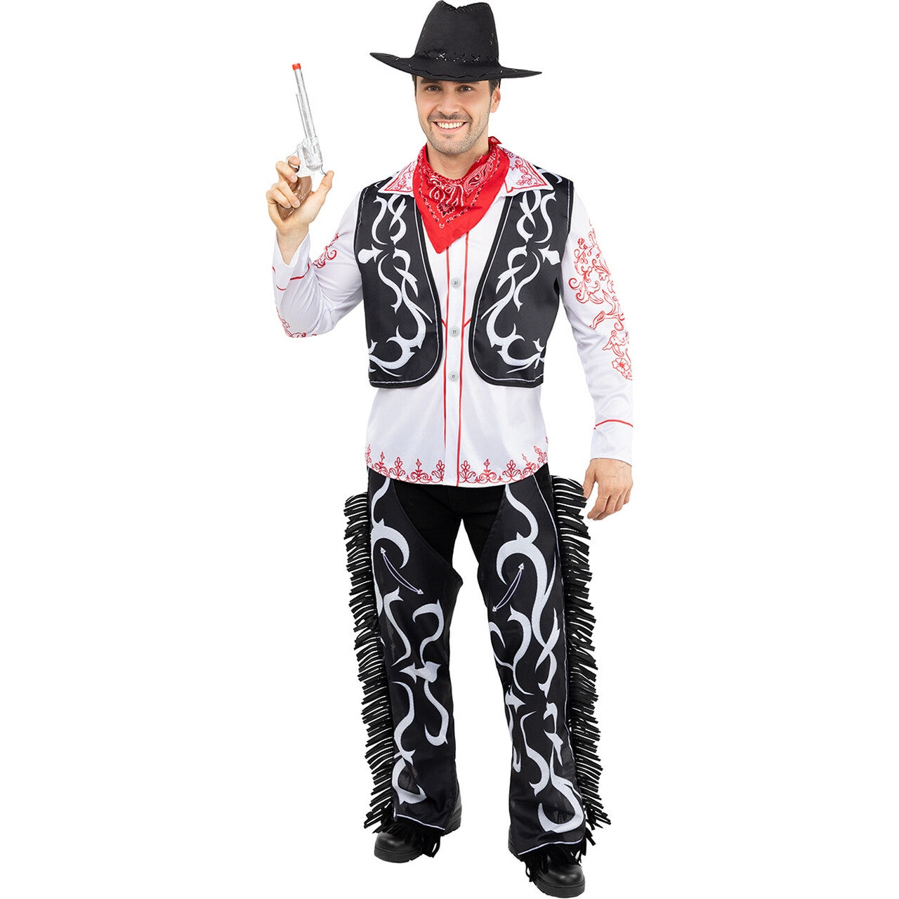 Op deze afbeelding zie je een Kostuums, van het merk Funidelia. Cowboy Smoking Luke Man Kostuum
