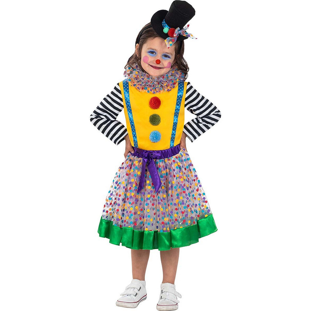 Op deze afbeelding zie je een Kostuums, van het merk Funidelia. Altijd Vrolijke Clown Meisje Kostuum