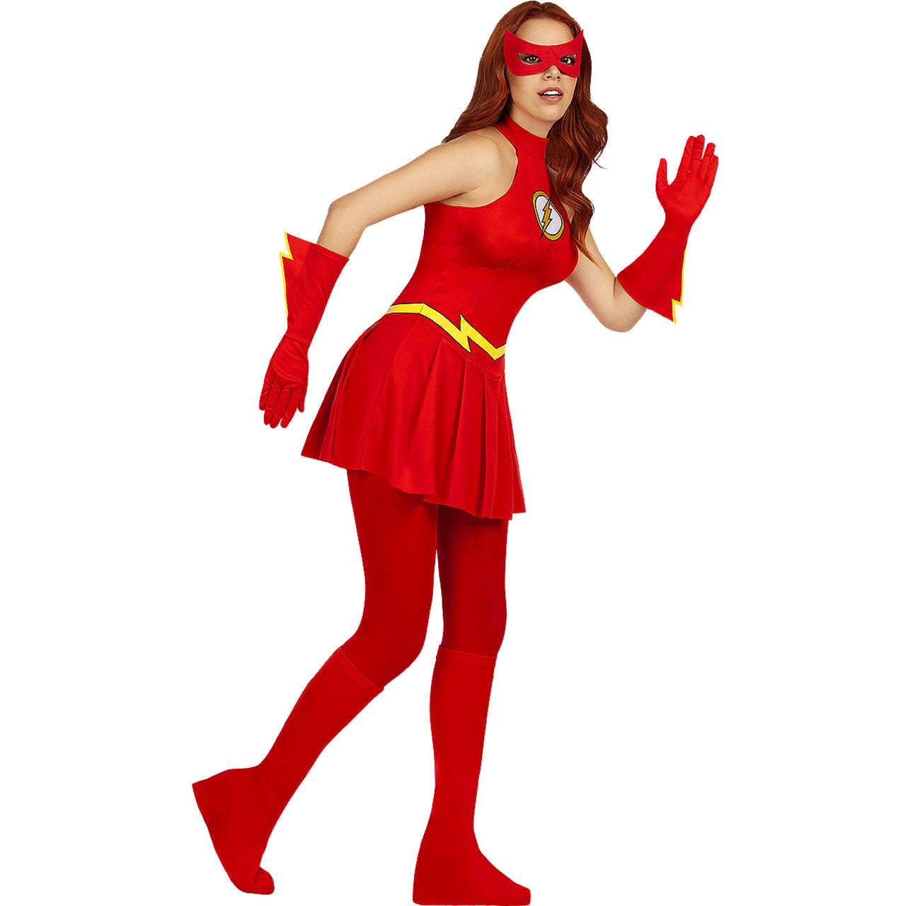 Op deze afbeelding zie je een Kostuums, van het merk Funidelia. Verleidelijke Red Flash Vrouw Kostuum