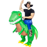Op deze afbeelding zie je een Kostuums, van het merk Funidelia. Opblaasbare Op De Rug Van Een Dino Kostuum