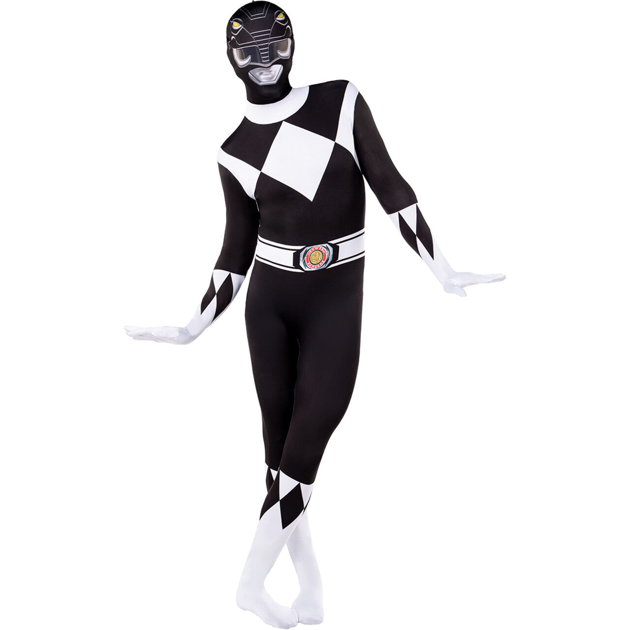 Op deze afbeelding zie je een Kostuums, van het merk Funidelia. Black Power Ranger™ - Second Skin Kostuum