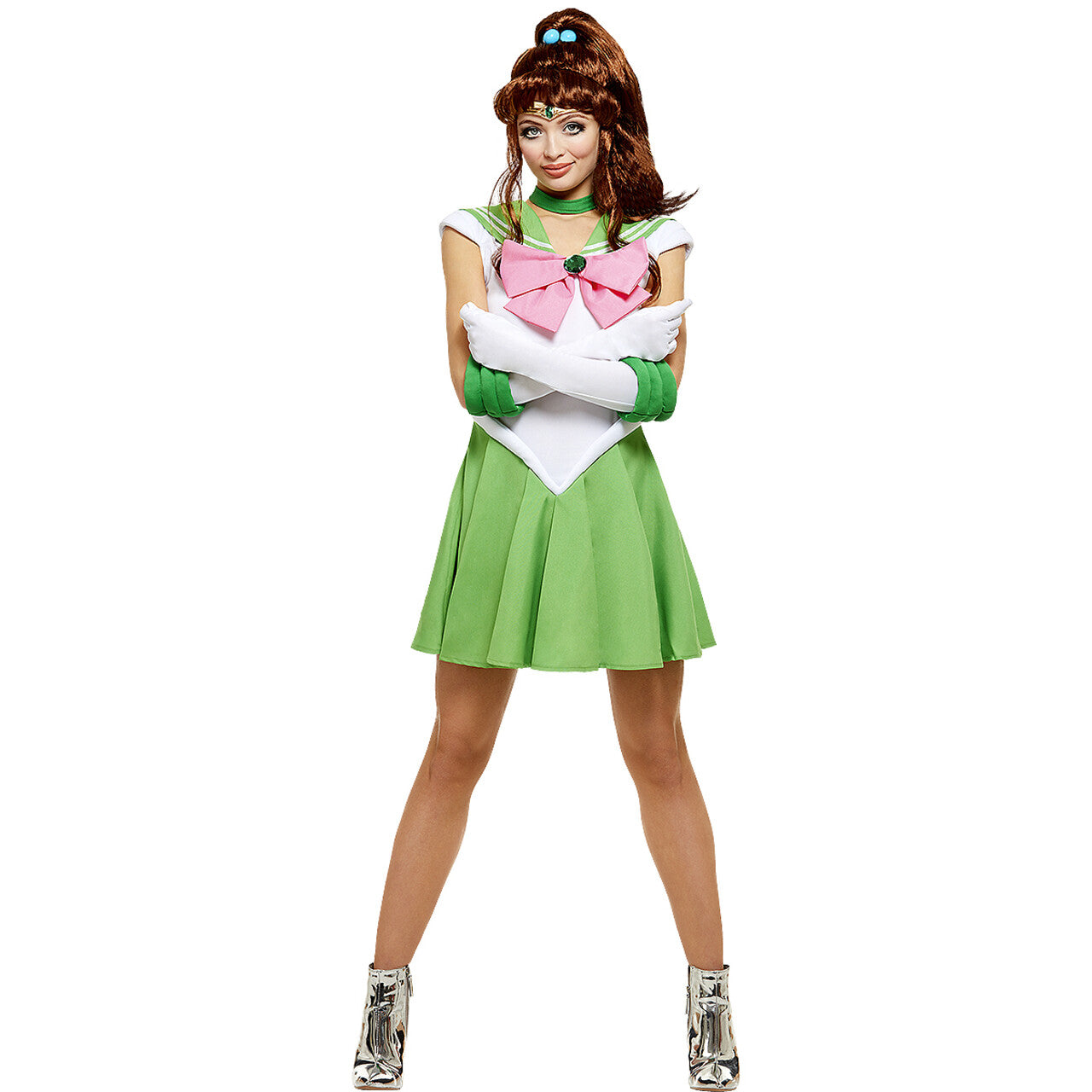 Op deze afbeelding zie je een Accessoires, van het merk Funidelia. Jupiter Sailor Moon Bruin Ponytail Pruik