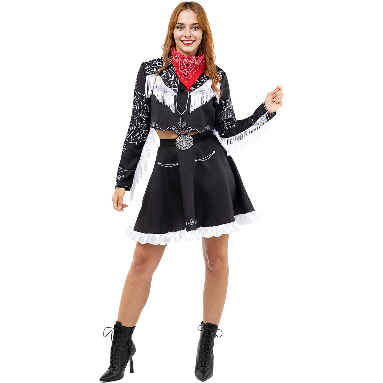 Op deze afbeelding zie je een Kostuums, van het merk Funidelia. Cowgirl Amanda Vrouw Kostuum