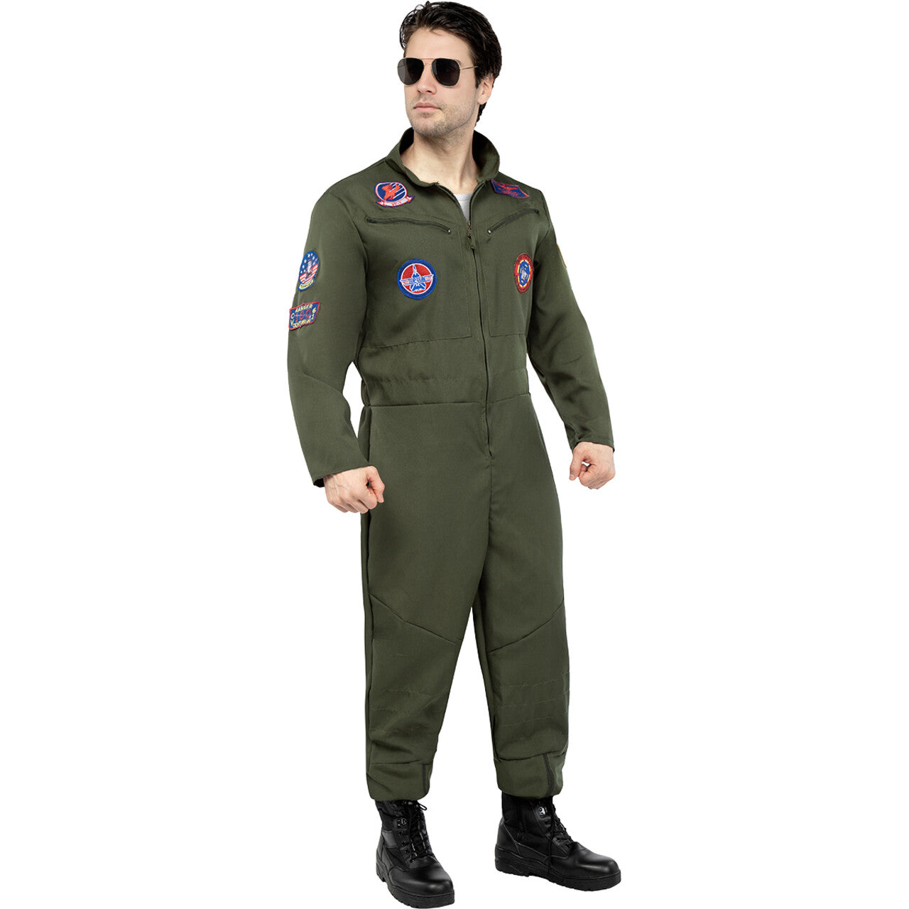 Op deze afbeelding zie je een Kostuums, van het merk Funidelia. Fearless Top Gun Tom Man Kostuum