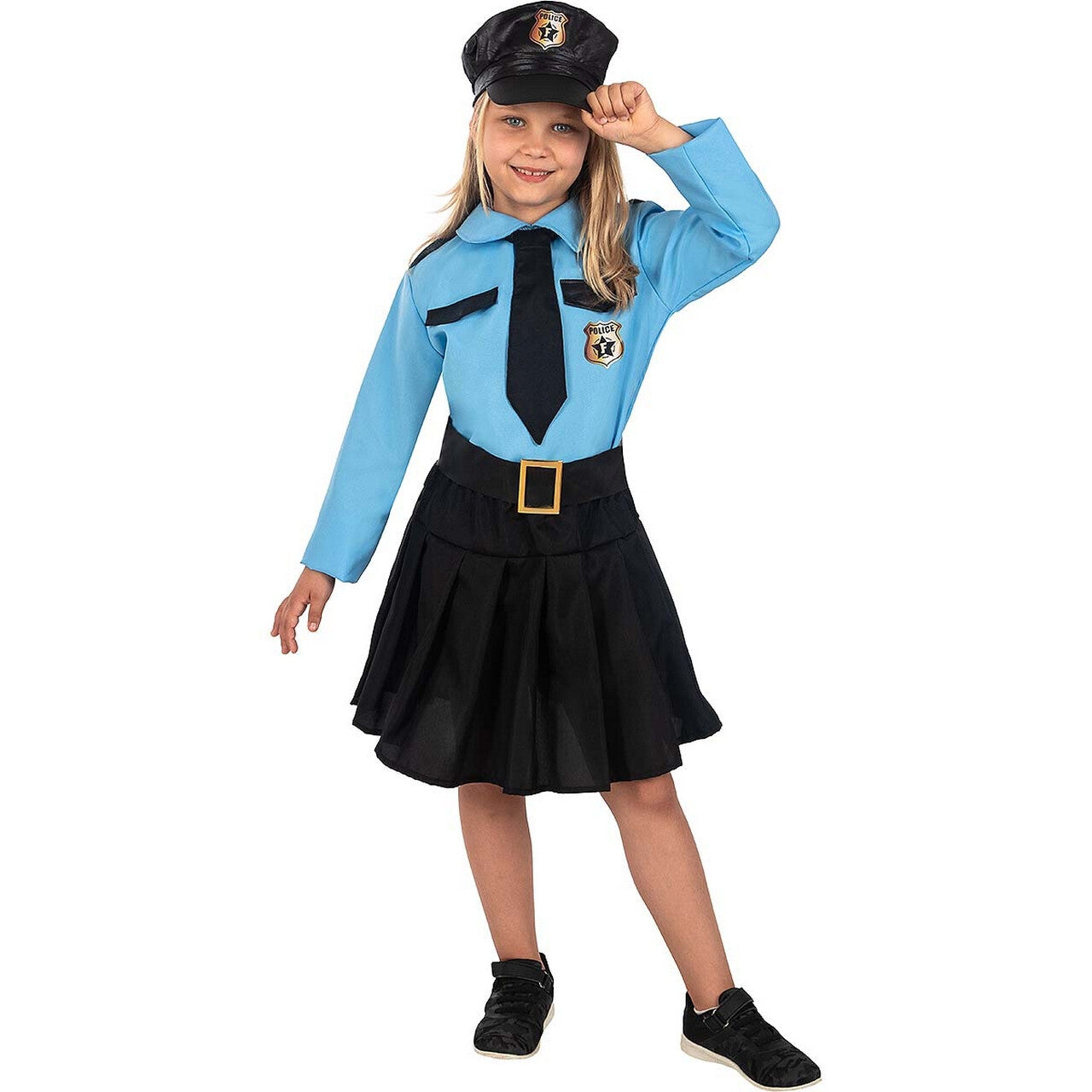 Op deze afbeelding zie je een Kostuums, van het merk Funidelia. Alles Volgens De Wet Politie Meisje Kostuum