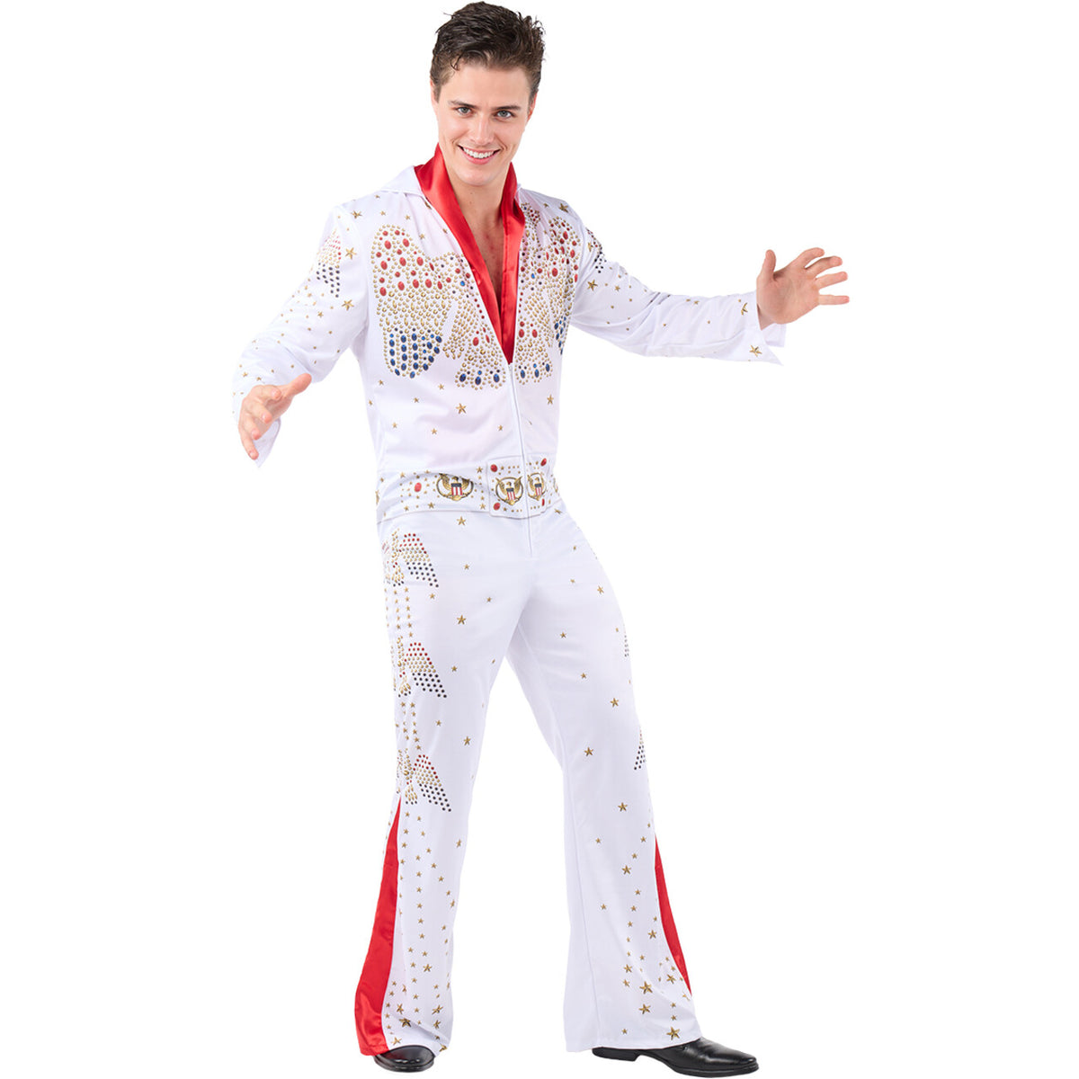 Op deze afbeelding zie je een Kostuums, van het merk Funidelia. Las Vegas Rock N Roll Star Elvis Man Kostuum