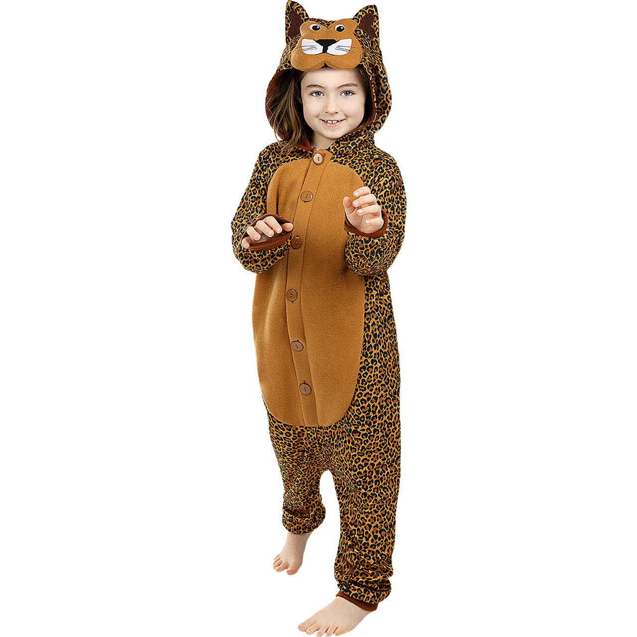 Op deze afbeelding zie je een Kostuums, van het merk Funidelia. Lieve Luipaard Onesie Kind Kostuum