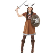 Op deze afbeelding zie je een Kostuums, van het merk Funidelia. Astrid De Meedogenloze Viking Vrouw Kostuum