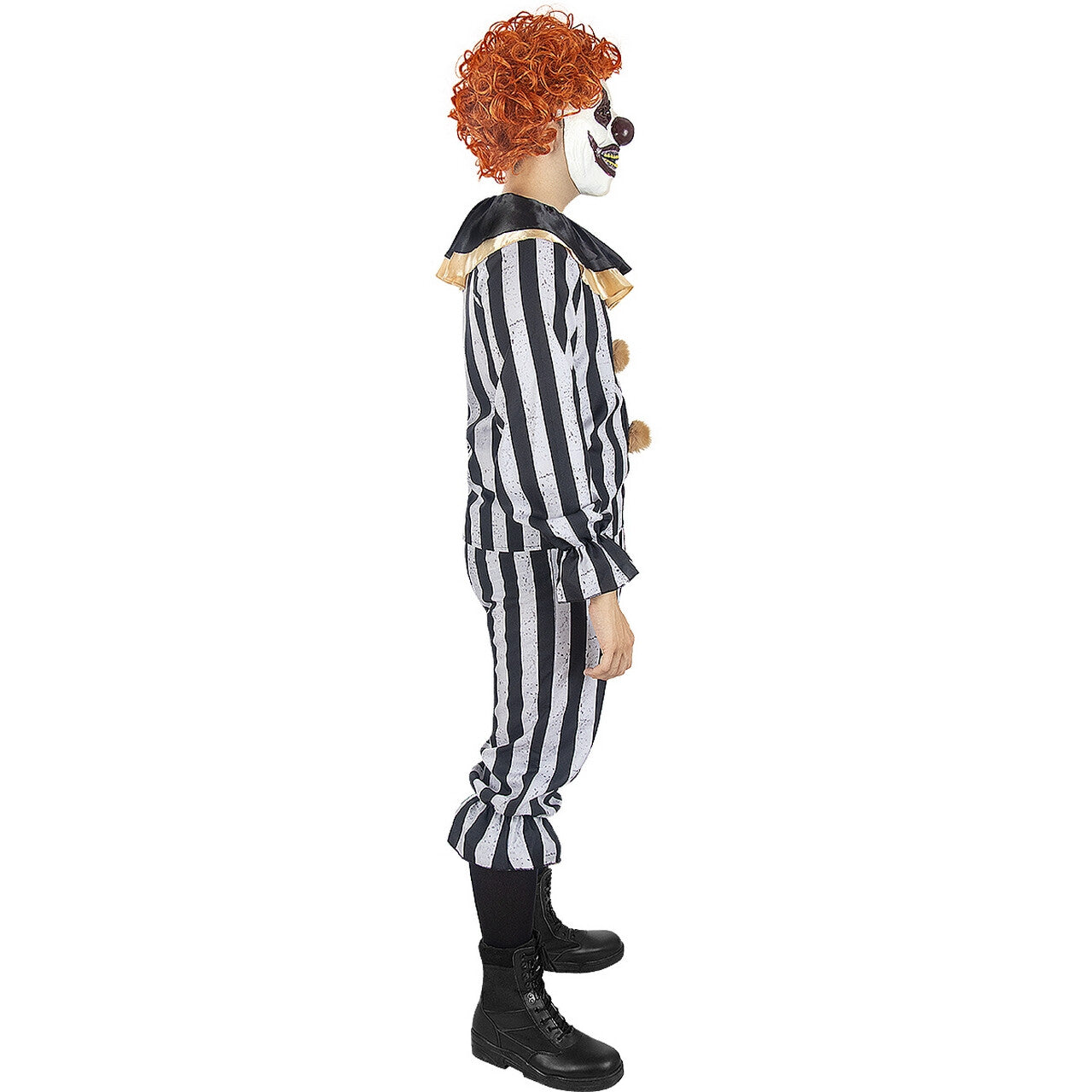 Op deze afbeelding zie je een Kostuums, van het merk Funidelia. Ready To Strike Stripe Clown Man Kostuum